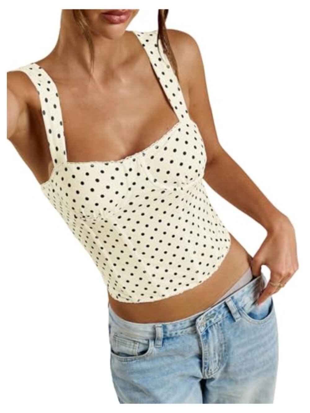 Polka Dots Corset Bustier Crop Top Sleeveless Y2k Going Out Women Top